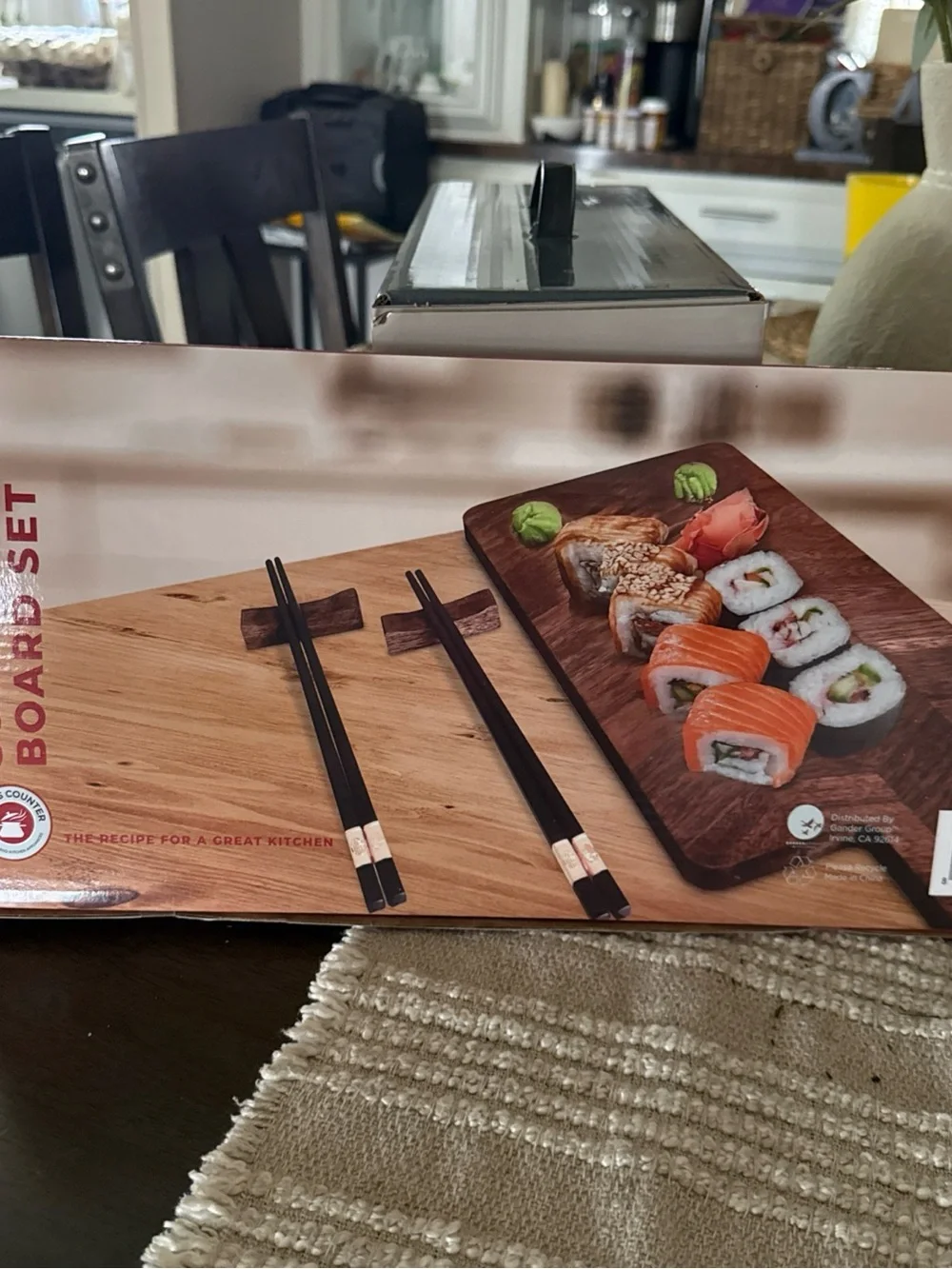 Wood Grain Cutting & Chopstick Board Set - Dark Walnut Finish